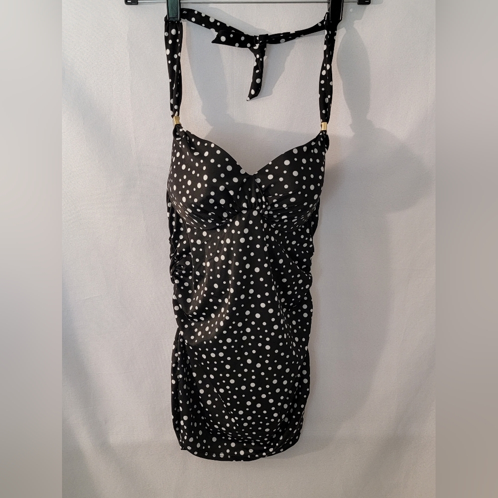 Victoria's Secret Black & White Polka Dot Swim Top Size 34C